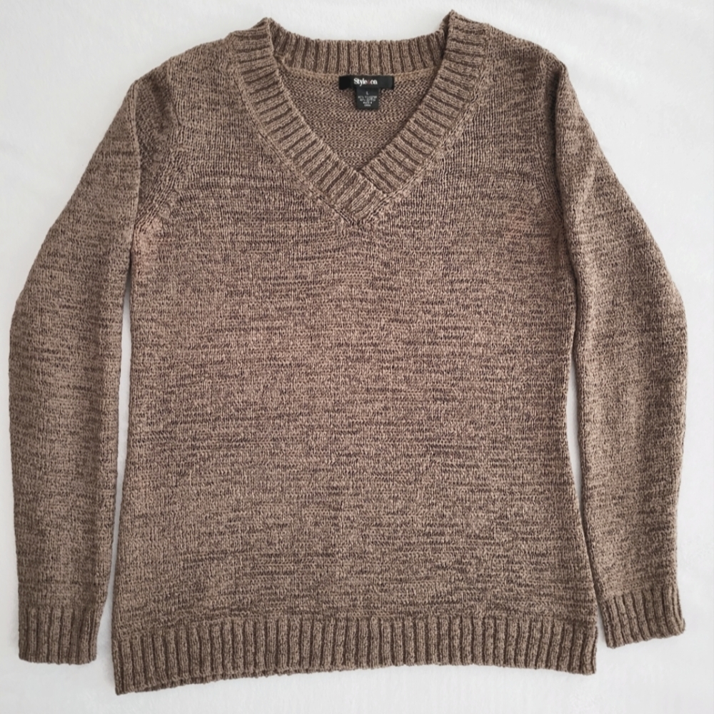 Style & Co. V Neck Sweater LS Size L